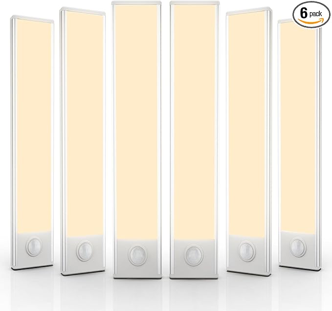 6 Pack Under Cabinet Lighting Wireless, 50 LED Rechargeable Battery Motion by BuyNow