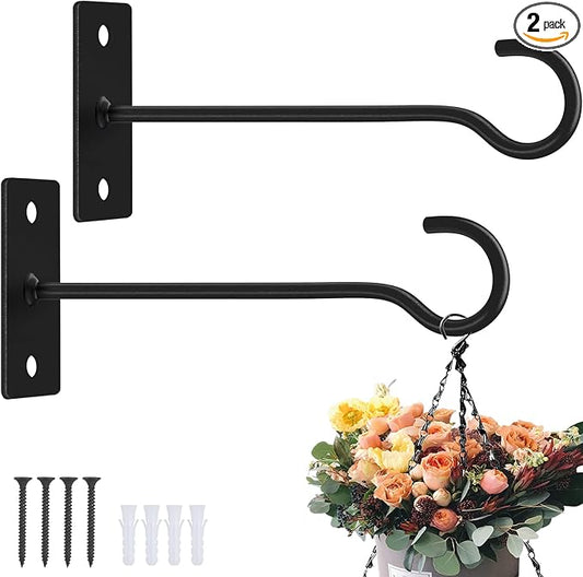 Plant Hooks 2Pack Hanging Plant Bracket 6inch Metal Plant Hanger Decorative by QTJUST