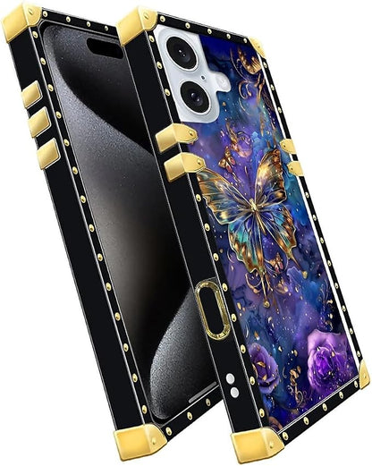 Compatible with iPhone 16 Plus Case, Glistening Golden Butterfly Vibrant Purple - Image 2