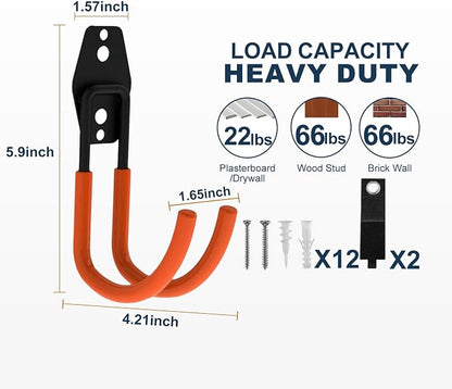 Garage Hooks Heavy Duty, 6 Pack Large Round Steel Garage Storage Hooks - Image 2