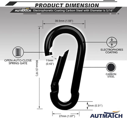 AUTMATCH Carabiner Clips, 4 Pack - Image 4