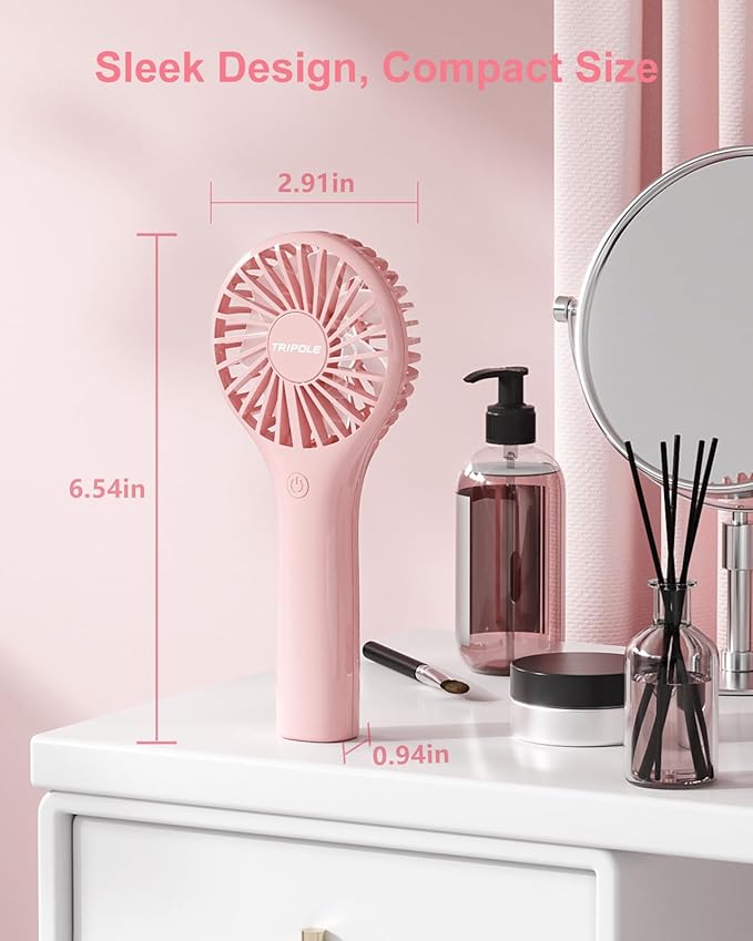 TriPole Portable Handheld Fan Mini Personal Fan 3 Speeds, Powerful Little - Image 2