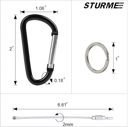 STURME 2" Aluminum D Ring Carabiners Clip D Shape Spring Loaded Gate Small - Image 2
