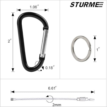STURME 2" Aluminum D Ring Carabiners Clip D Shape Spring Loaded Gate Small - Image 2