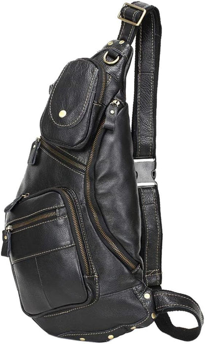Hebetag Vinatge Leather Sling Bag Crossbody Backpack - Image 2