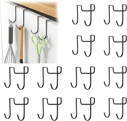 12Pcs Over Cabinet Double Hooks, Stainless Steel Over Cupboard Door Towel by UFURMATE