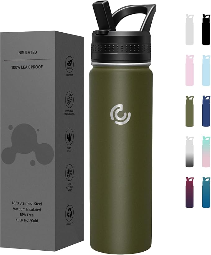 COKTIK 22oz Sports Water Bottle, Stainless Steel Water Bottle by coktik