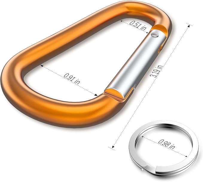 sprookber 3" Aluminum Carabiner D Ring, Caribeener Clips, Spring Snap Hook - Image 2