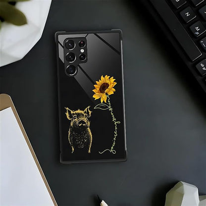 for Samsung Galaxy S22 Ultra Case, Pig Sunflower Yellow Sunshine Pattern - Image 3