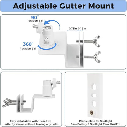 2Pack Adjustable Gutter Mount for Stick Up Cam/Spotlight Cam/Outdoor Cam Plus - Image 3