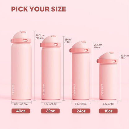 POWCAN 18 oz Insulated Water Bottle: 2-in-1 Push-Button Spout & Quick-Flip Straw - Image 8