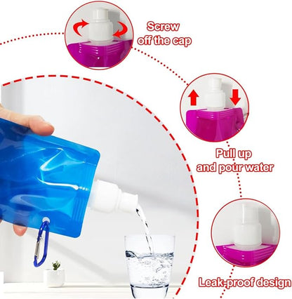 Funiverse Bulk 20-Pack 16 oz Collapsible Water Bottles - Image 7