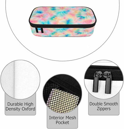Tie Dye Pencil Case Pink Blue Ring Spray Artistic Design Pencil Bag Pen Markers - Image 3