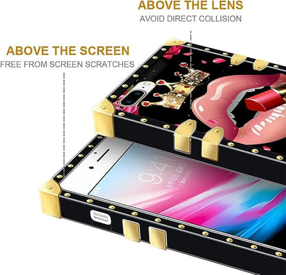 Compatible with iPhone 8 7 SE Case, Glitter Red Rose Queen Leopard Lipstick - Image 6