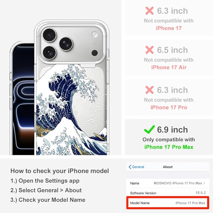MOSNOVO for iPhone 17 Pro Max Case | Military Grade 6.6ft Drop Tested | Camera - Image 2