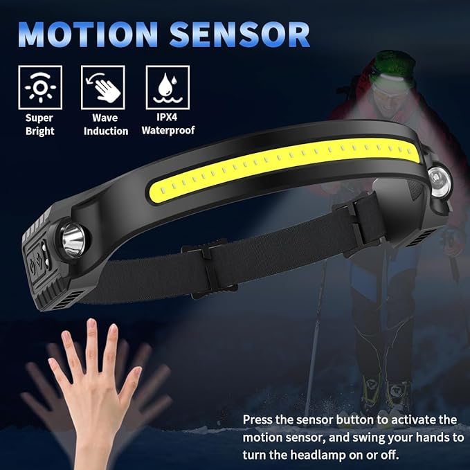 Headlamp Rechargeable 10Pack, 230° Wide Beam Head Lamp - Image 3