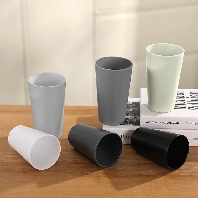 24 Pcs Unbreakable Plastic Cups Set, 20 oz Reusable Plastic Cups, Stackable - Image 5