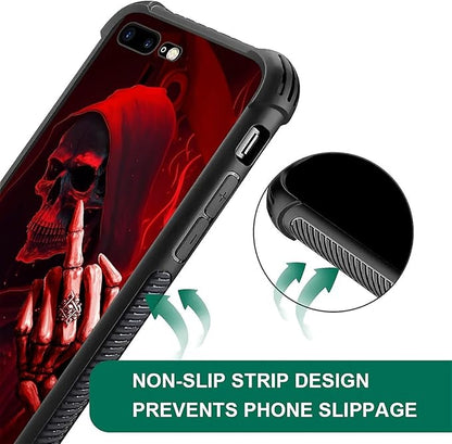 for iPhone 7 Plus/8 Plus Case, Gestures Funny Skull Pattern Graphic Design - Image 2