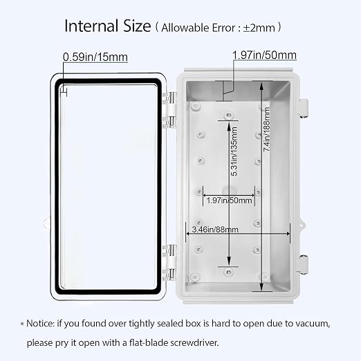 LeMotech Electrical Box, IP67 Waterproof Hinged Clear Cover Stainless Steel - Image 5