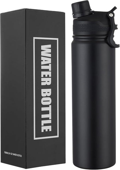 Insulated Water Bottle 24oz, Stainless Steel Double Wall Vacuum Sports Flask by ERTOOE