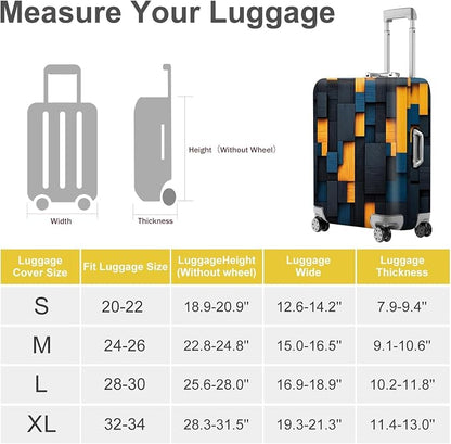 ANNA QUEEN Dark Geometric Wood Luggage Cover, Modern Abstract Suitcase Protector - Image 4
