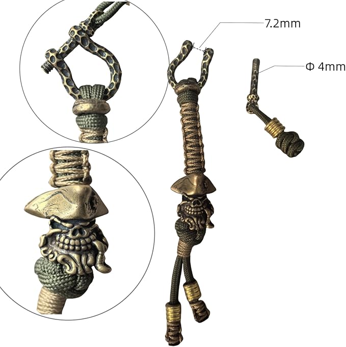 Handmade Lanyards with Brass Beads – Paracord 550 Survival Gear Leash - Image 3