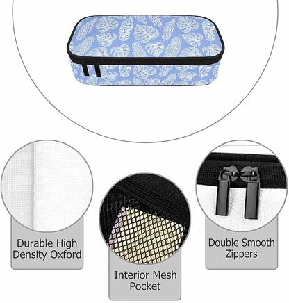 Blue Leaves Pencil Case Tropical Palm Summer Nature Tree Exotic Pencil Bag Pen - Image 3