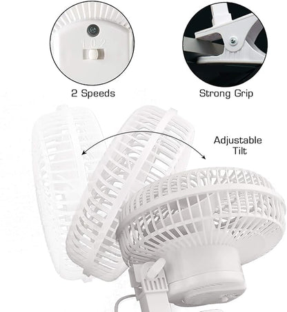 Hurricane Classic 6 Inch Clip Fan, 2 Speed Portable Desk Table Fan - Image 6
