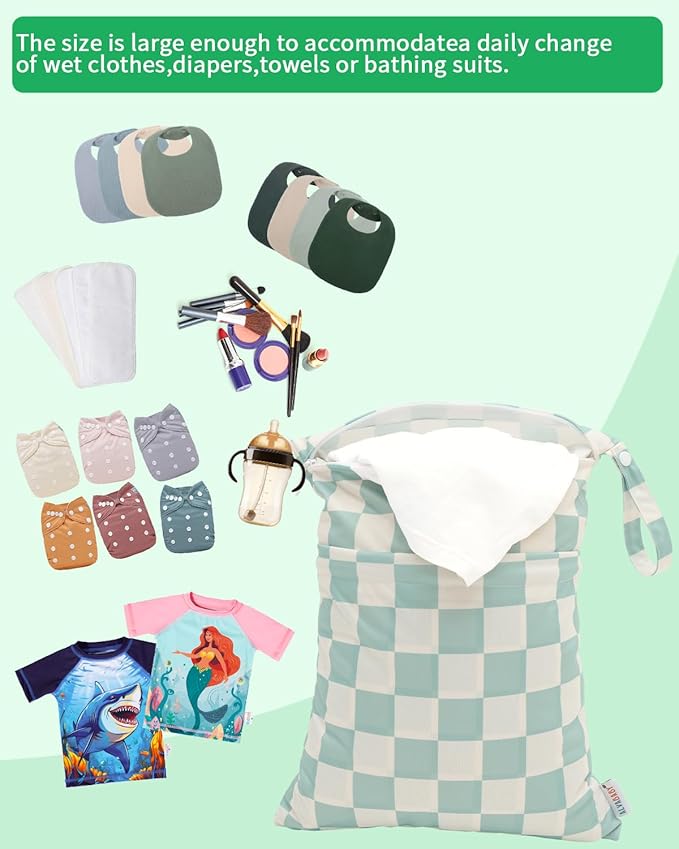 ALVABABY 3 pcs Cloth Diaper Wet Dry Bags Waterproof Reusable - Image 5