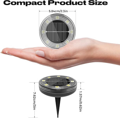 Peasur Mini Solar Ground Lights, 2 Pack Flat Solar Disc Lights Outdoor - Image 2