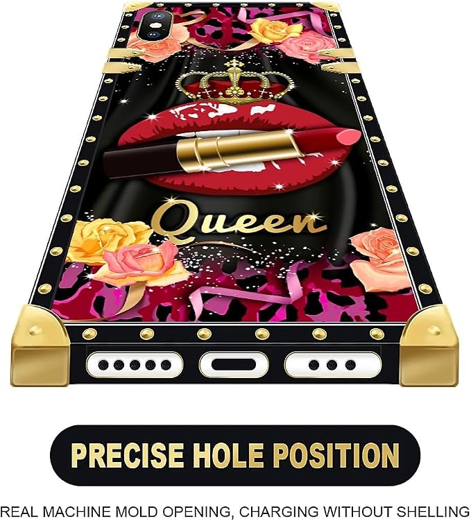 Compatible with iPhone Xs Max Case, Queen Lip Crown Leopard Print Luxury Golden - Image 5