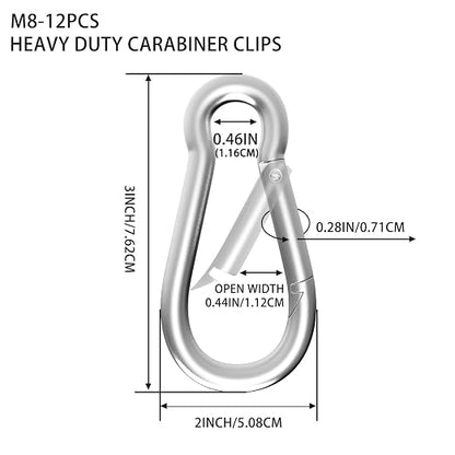 Carabiner, Heavy Duty Galvanized Steel Spring Snap Hook Carabiner Clips - Image 2
