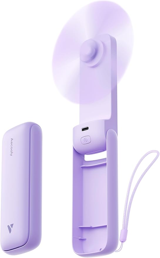 Aecooly Slim Portable Fan, Thin Handheld Fan, USB Rechargeable Mini Personal by Aecooly