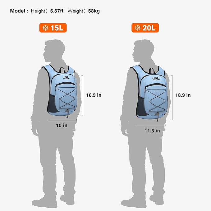 Ultra-Light Soft Daypack 15L/20L, Cushioned Breathable Back Panel Backpack - Image 6
