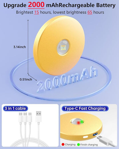 LED Puck Lights with Remote, 2000mAH Battery Operated, Rechargeable Shelf Light - Image 2