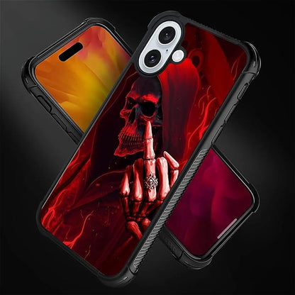 for iPhone 16 Plus Case, Gestures Funny Skull Pattern Graphic Design Girl Boy - Image 2