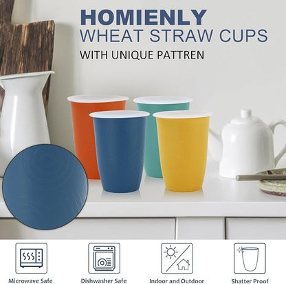 Homienly Wheat Straw Cups, Unbreakable Drinking Glasses 16oz, Beach-Colorful - Image 4