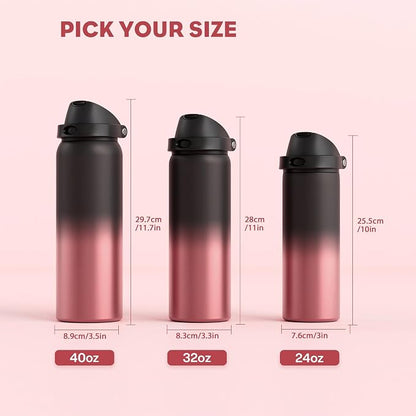 POWCAN 24 oz Stainless Steel Water Bottle: 2-in-1 Push-Button Spout & - Image 8