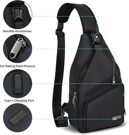AMJ Crossbody Sling Bag Men Women, Casual Shoulder Backpack, Chest Daypack - Image 3