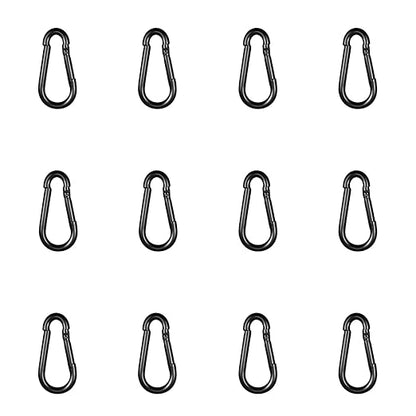 Black Carabiner, Heavy Duty Galvanized Steel Spring Snap Hook Carabiner Clips by High-PQ