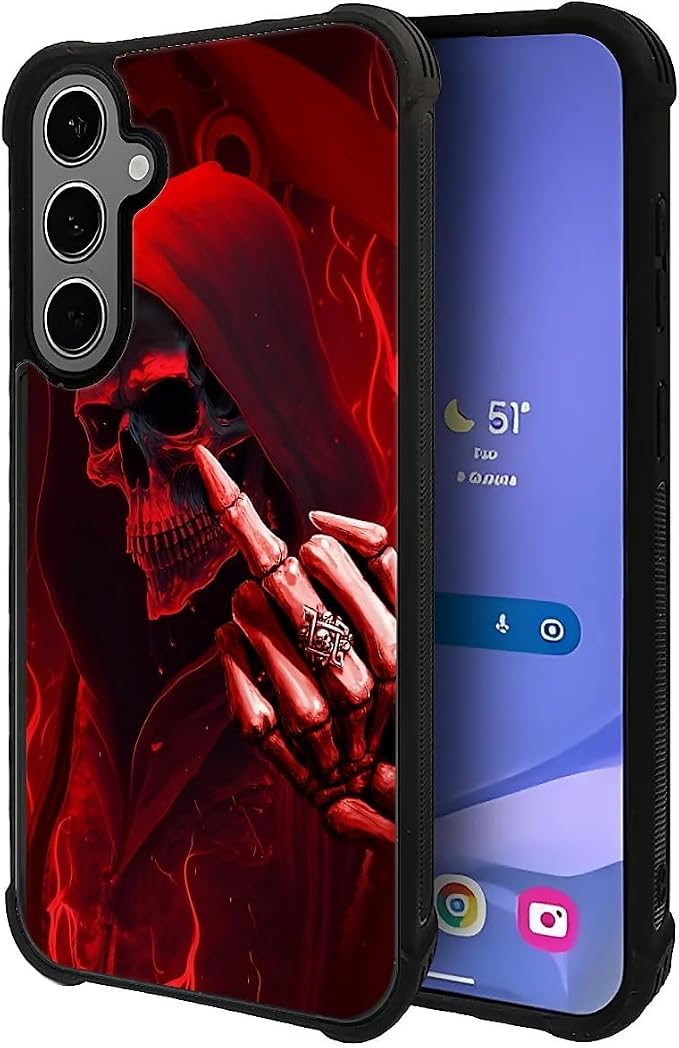 for Samsung Galaxy S24 S25 Plus Case, Gestures Funny Skull Pattern Graphic - Image 3
