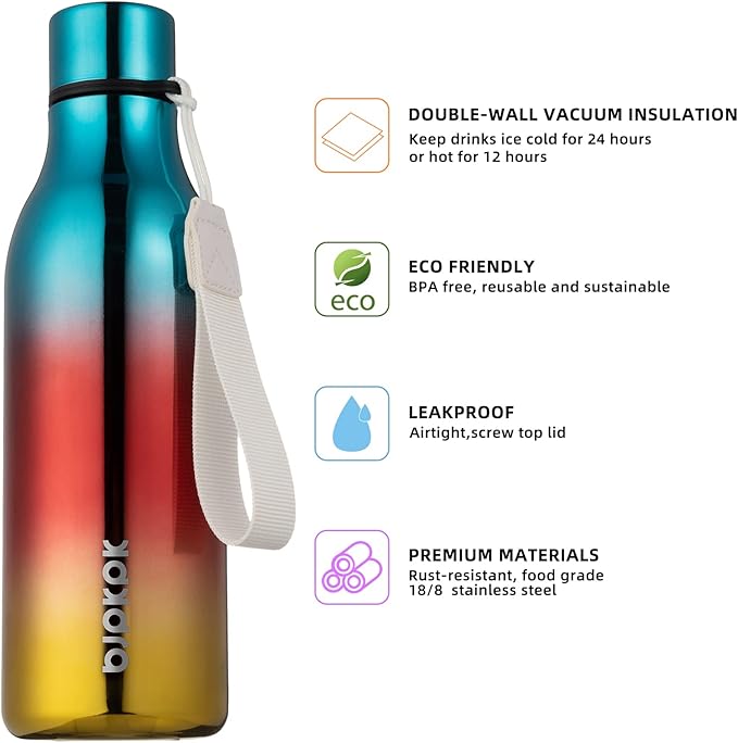 BJPKPK Insulated Water Bottles, 18 oz Stainless Steel Metal Water Bottle - Image 2