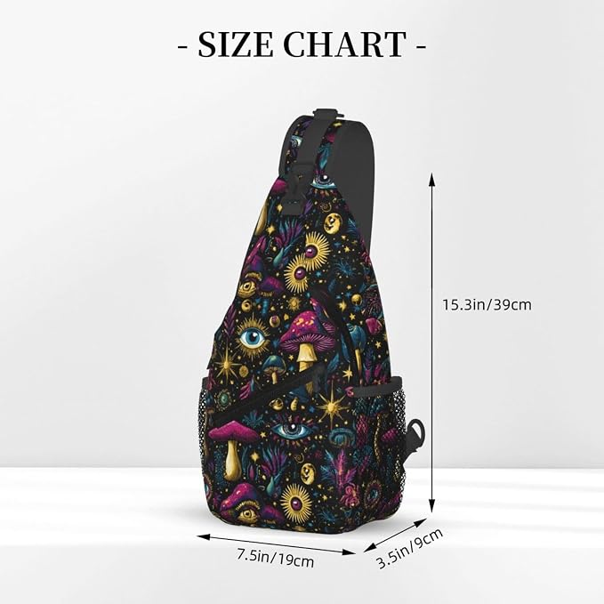 Psychadelic Trippy Art Sling Bag Crossbody Travel Hiking Chest Backpack - Image 3