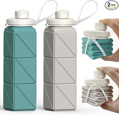 BEAUTAIL Collapsible Water Bottles 20.6oz, Silicone Foldable Portable Travel by BEAUTAIL