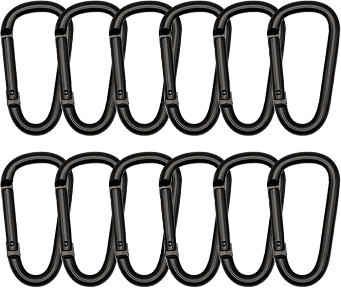 Black Carabiner Clip, Includes Mini 2 Inch Carbineers, Small 2.3" D Ring Clip by Unknown