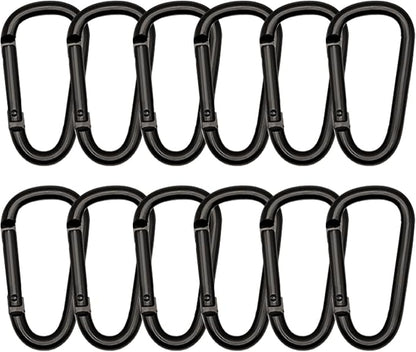 Black Carabiner Clip, Includes Mini 2 Inch Carbineers, Small 2.3" D Ring Clip by Unknown