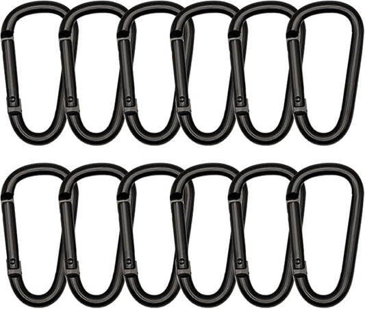 Black Carabiner Clip, Includes Mini 2 Inch Carbineers, Small 2.3" D Ring Clip by Unknown