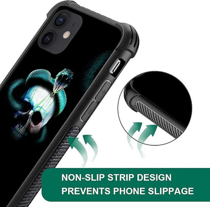 for iPhone 12 Mini Case, Skeleton Winding Snake Pattern Graphic Design Girl Boy - Image 5