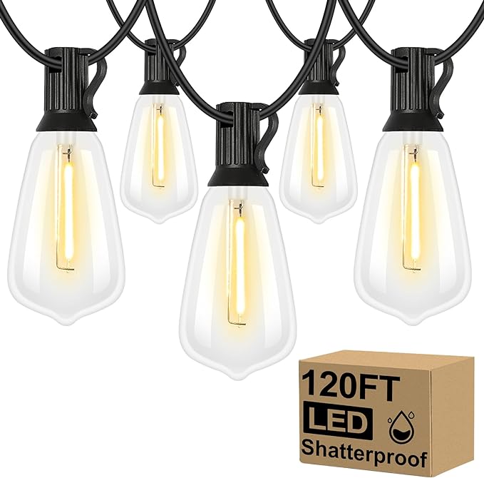 Brightever 120FT Outdoor String Lights Waterproof, 2700K Bright LED Patio Lights by Brightever
