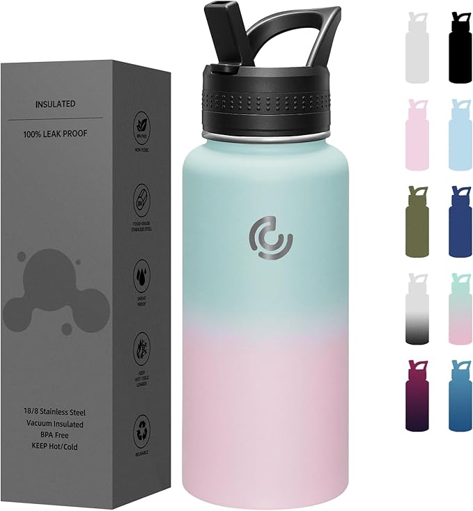 COKTIK 32oz Sports Water Bottle, Stainless Steel Water Bottle by coktik